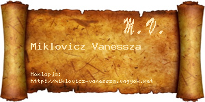 Miklovicz Vanessza névjegykártya